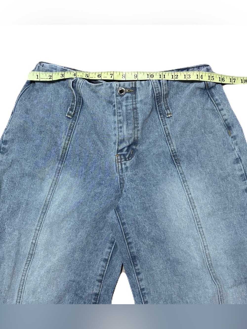 Light Blue Washed Front Seam Detail Wide Leg Jeans from PrettyLittleThing US 6 - Picture 7 of 12